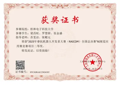 2025年2025年睿抗机器人开发者大赛国家级二等奖